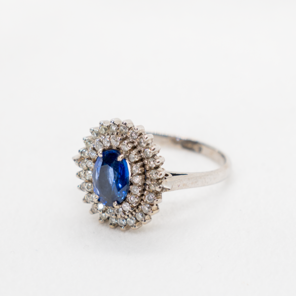Blue Sapphire And Diamond Ring