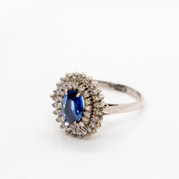 Blue Sapphire And Diamond Ring